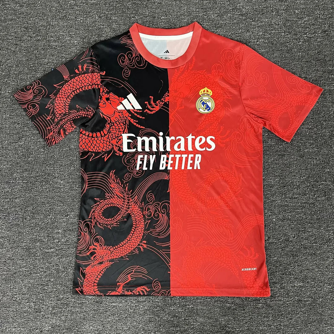 2025/2026 Real Madrid Dragon pattern Red and Black Football Jersey 1:1