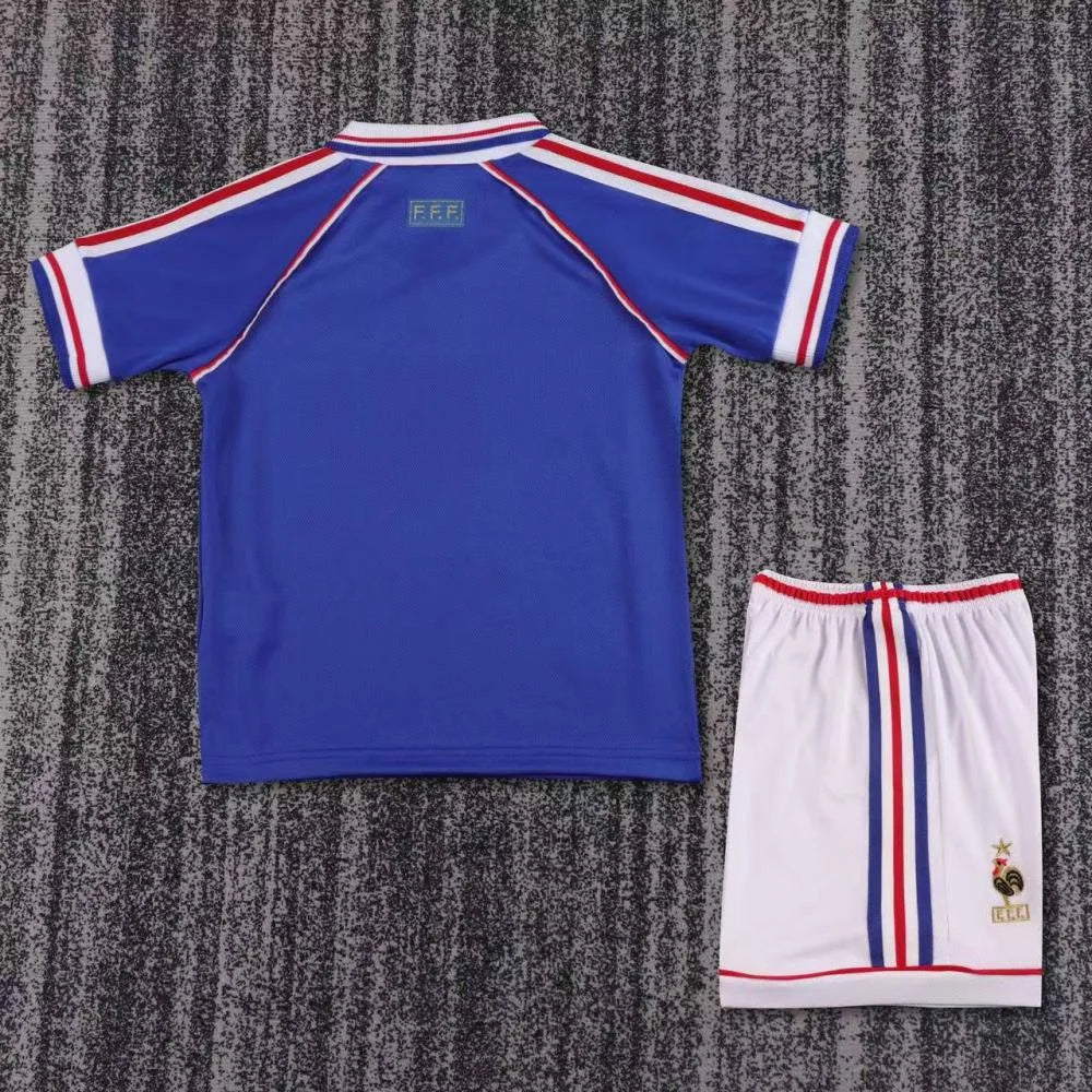 1998 Retro France Home Football Shirt 1:1 Kids Size