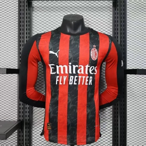 2025/2026 Player Version AC Milan Home Long Sleeve Football Shirt 1:1