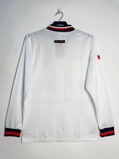 1998-1999 Retro Long Sleeve Manchester United Away White Football Shirt 1:1