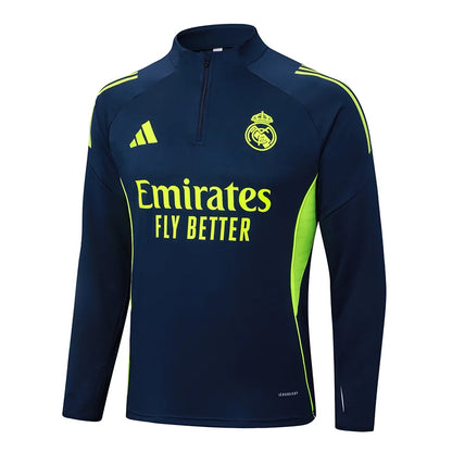 2025-2026 Real Madrid Royal Blue Half-Pull Training Suit Football Shirt 1:1 Set
