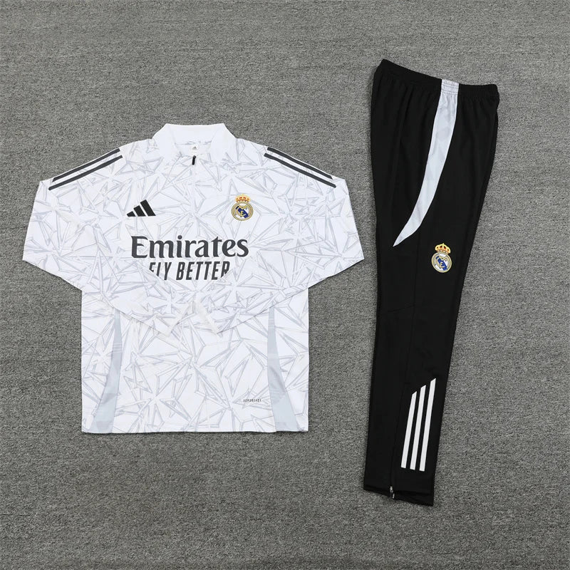 2024/2025 Real Madrid Printed White Half-Pull Training Suit Football Shirt 1:1 Set