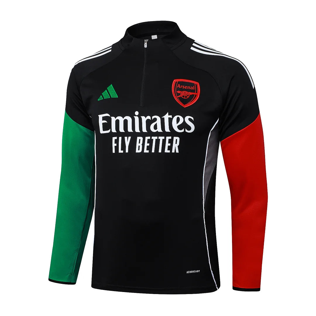 2025/2026 Arsenal Half-Pull Training Suit Black Football Shirt 1:1 Set 01