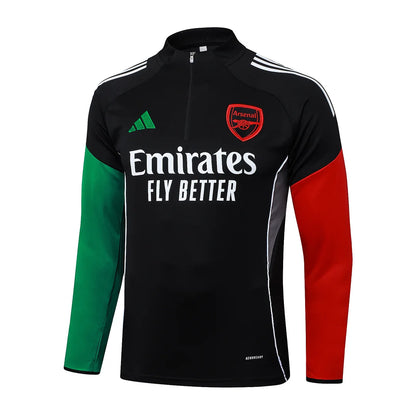 2025/2026 Arsenal Half-Pull Training Suit Black Football Shirt 1:1 Set 01