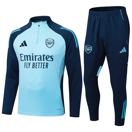 2025/2026 Arsenal Half-Pull Training Suit Light Blue Football Shirt 1:1 Set