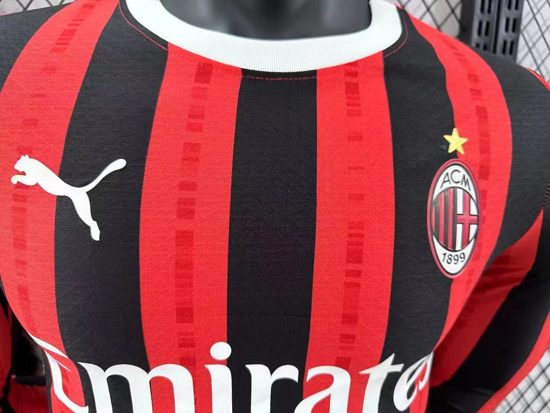 2024/2025 Player Version AC Milan Home Long Sleeve Football Shirt 1:1