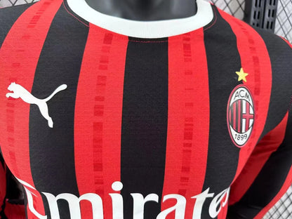 2024/2025 Player Version AC Milan Home Long Sleeve Football Shirt 1:1