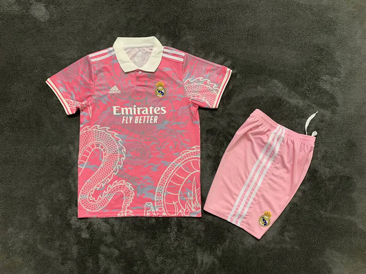 2025/2026 Real Madrid Chinese dragon pink Football Jersey 1:1 Kids Size