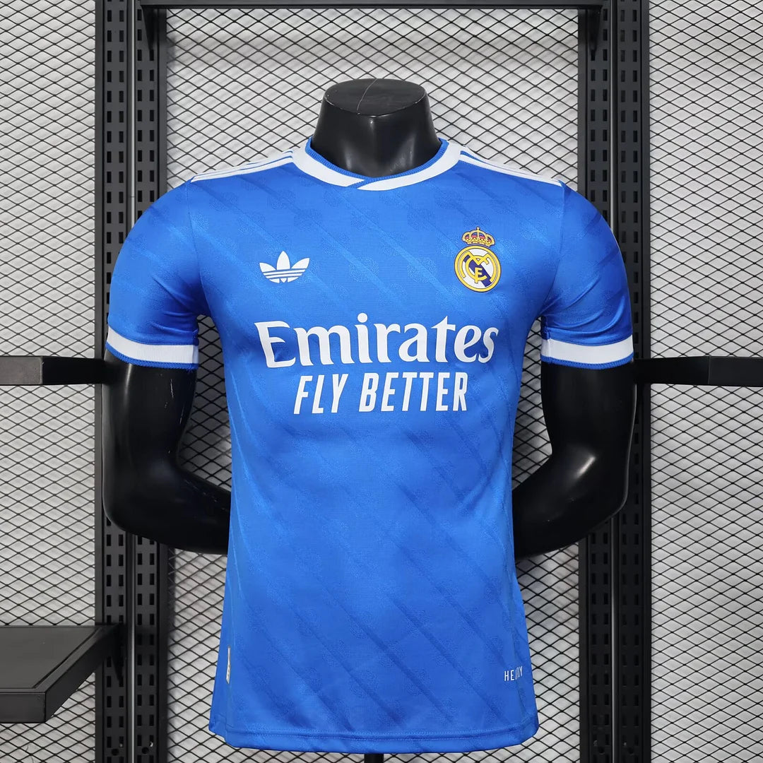 2025/2026 Player Version Real Madrid Third Away Blue Football Jersey 1:1