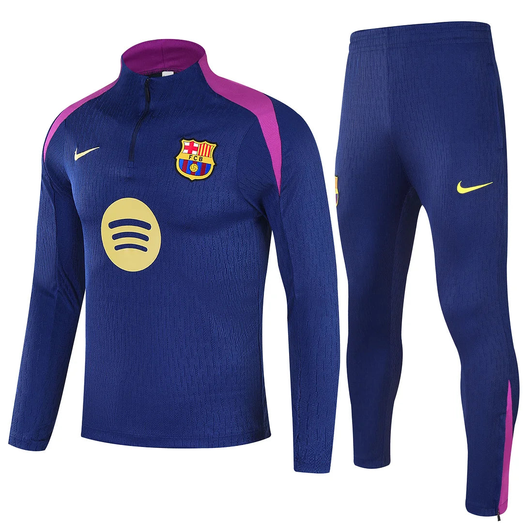 2025/2026 Barcelona Half-Pull Training Suit Royal Blue Jersey 1:1 Set 02