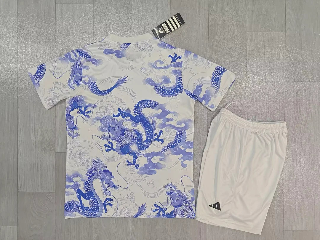 2025/2026 Real Madrid Chinese dragon blue and white Football Jersey 1:1 Kids Size