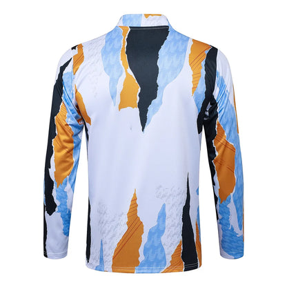 2025/2026 Real Madrid Blue, white and yellow inkjet printing Half-Pull Training Suit Football Shirt 1:1 Set