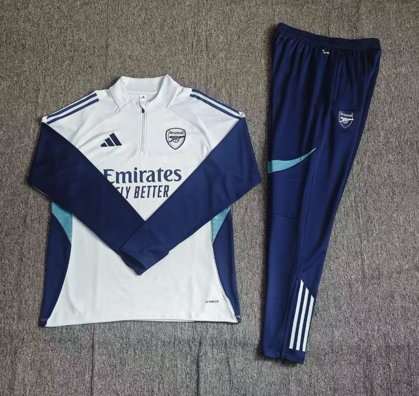 2025/2026 Arsenal Half-Pull Training Suit Light Gray Football Shirt 1:1 Set