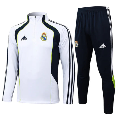 2025-2026 Real Madrid Retro White Half-Pull Training Suit Football Shirt 1:1 Set 01