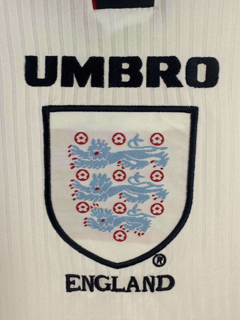 1998 Retro Long Sleeve England Home Soccer Jersey 1:1