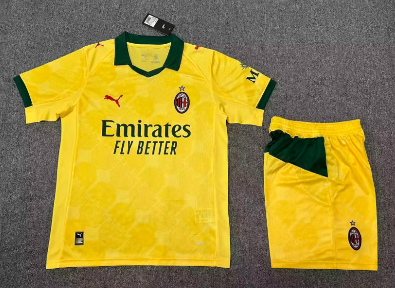 2025/2026 AC Milan Third Away Yellow Football Shirt 1:1 Kids Size