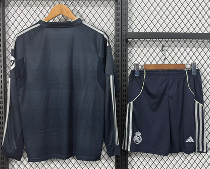 2025/2026 Long Sleeves Real Madrid Away Football Jersey 1:1 Kids Size