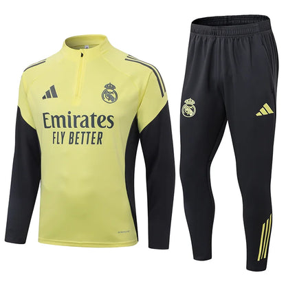 2025-2026 Real Madrid Light yellow Half-Pull Training Suit Football Shirt 1:1 Set