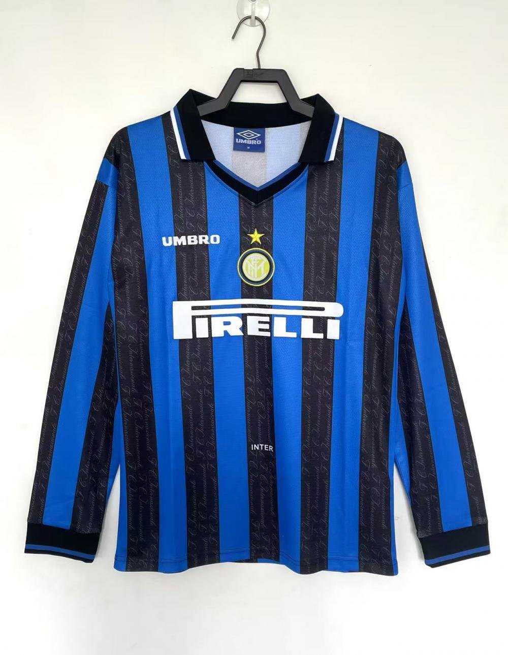 1997/1998 Retro Long Sleeve Internazionale Milan Home Football Jersey 1:1