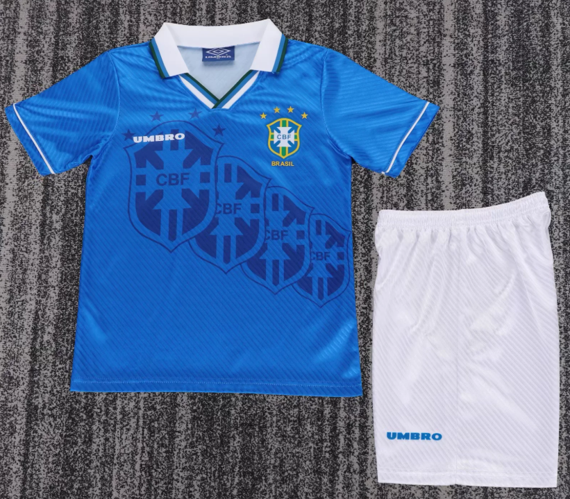 1996 Retro Brazil Away Football Jersey 1:1 Kids Size