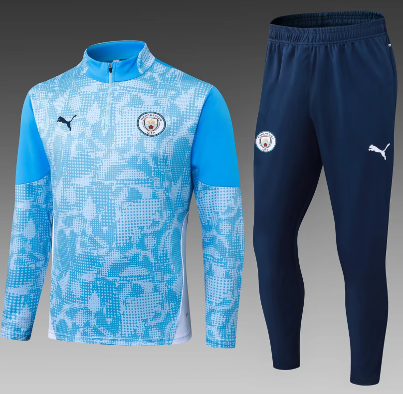 2025/2026 Manchester City Half-Pull Training Suit Bule Football Shirt 1:1 Set
