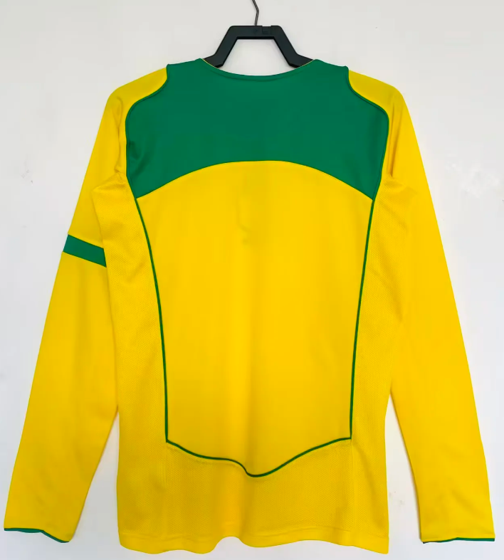 2004 Retro Long Sleeve Brazil Home Football Jersey 1:1