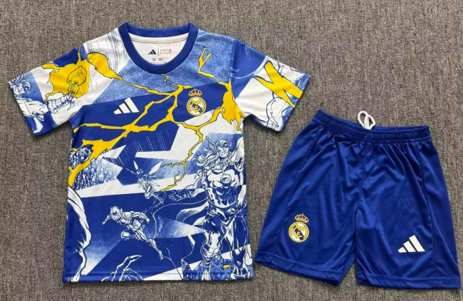 2025/2026 Real Madrid Collaboration With Marvel 03 Football Shirt 1:1 Kids Size
