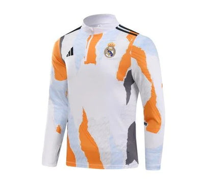 2024/2025 Real Madrid Royal Yellow blue and grey print Half-Pull Training Suit Football Shirt 1:1 Set