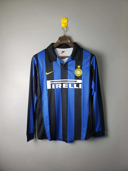 1998/1999 Retro Long Sleeve Internazionale Milan Home Football Jersey 1:1