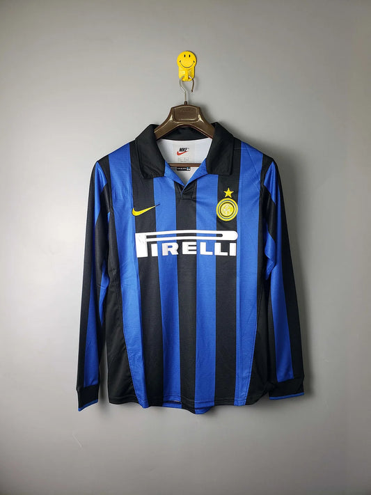 1998/1999 Retro Long Sleeve Internazionale Milan Home Football Jersey 1:1