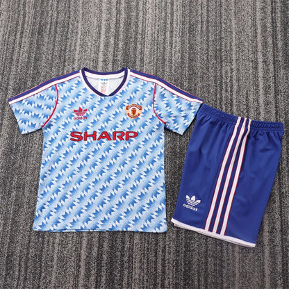 1990/1992 Retro Manchester United Away Football Shirt 1:1 Kids Size
