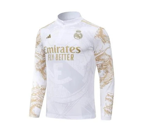 2024/2025 Real Madrid Royal White print special edition Half-Pull Training Suit Football Shirt 1:1 Set