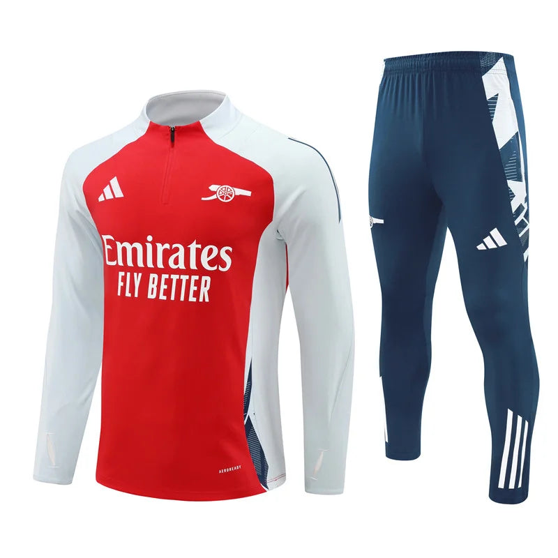 2024/2025 Arsenal Half-Pull Training Suit White with red Football Shirt 1:1 Set
