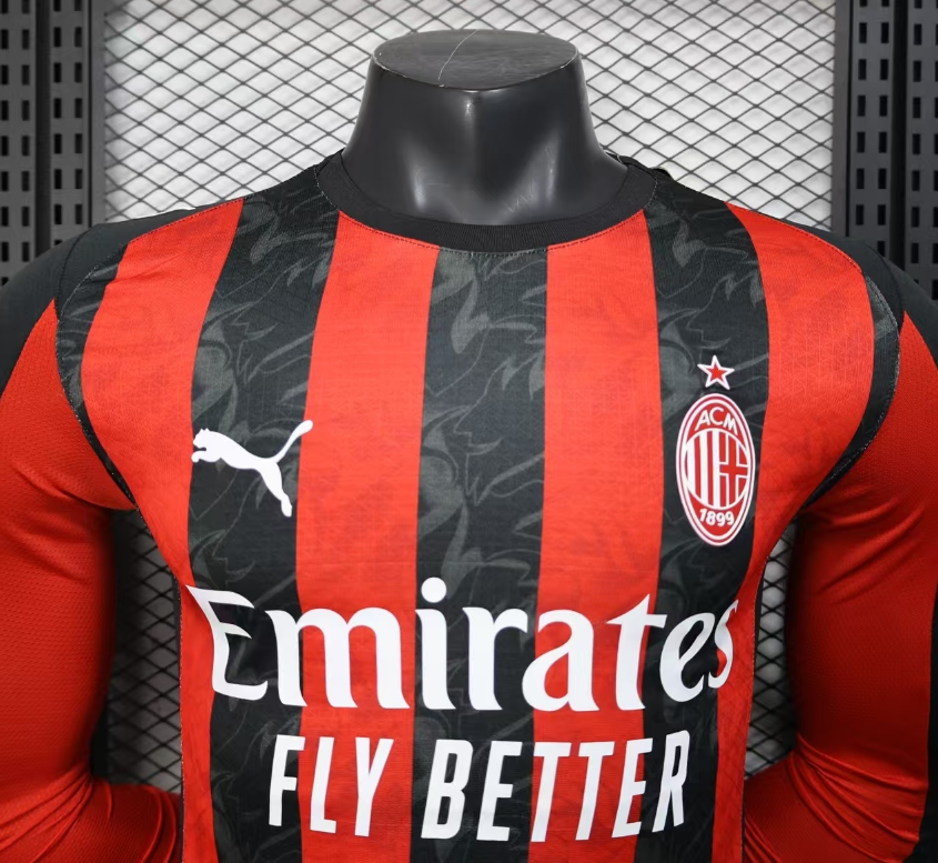 2025/2026 Player Version AC Milan Home Long Sleeve Football Shirt 1:1