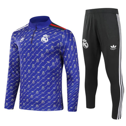2024/2025 Real Madrid Royal Purple joint model Half-Pull Training Suit Football Shirt 1:1 Set