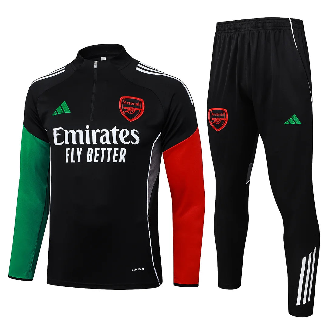 2025/2026 Arsenal Half-Pull Training Suit Black Football Shirt 1:1 Set 01