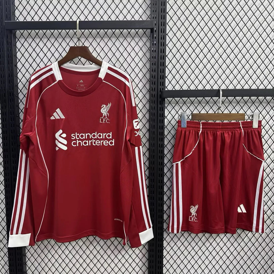 2025/2026 Long Sleeves Liverpool Home Football Jersey 1:1 Kids Size