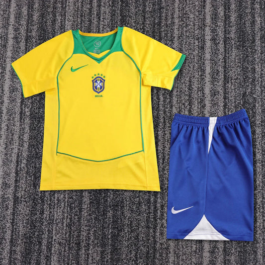 2004 Retro Brazil Home Football Shirt 1:1 Kids Size