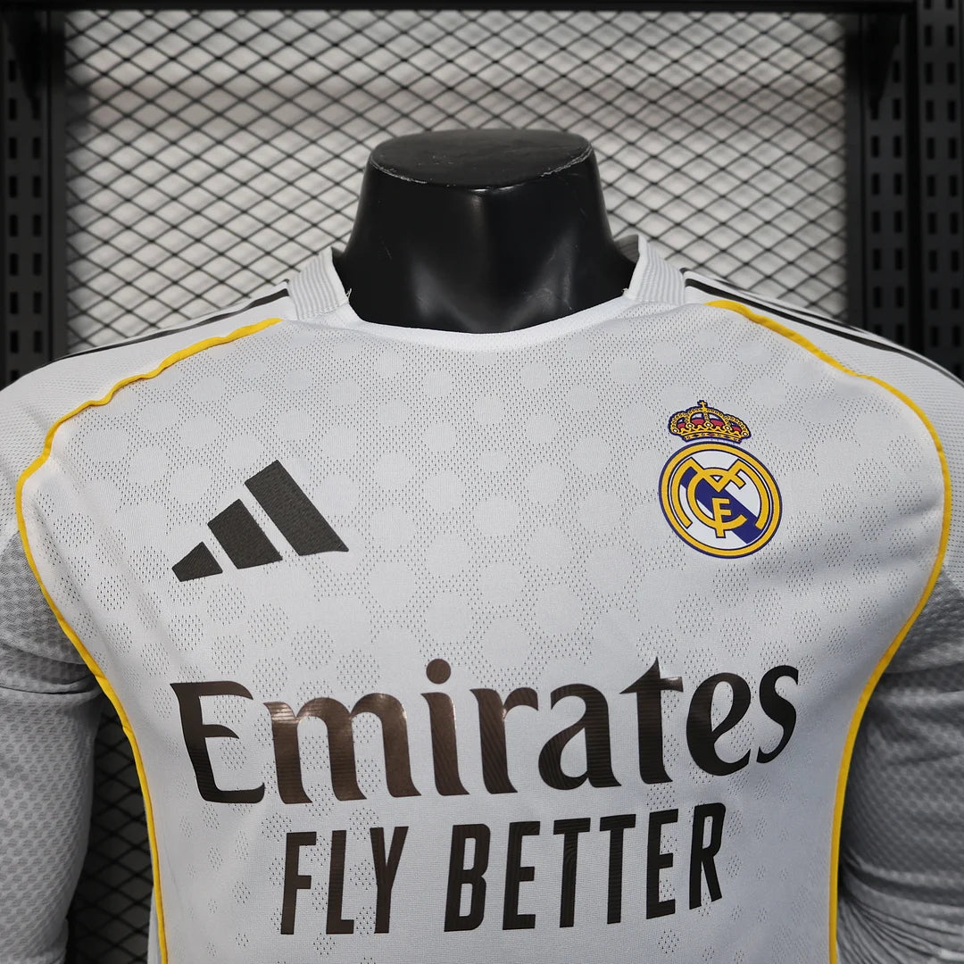 2025/2026 Player Version Real Madrid Home Long Sleeve Jersey 1:1