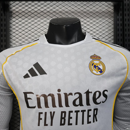 2025/2026 Player Version Real Madrid Home Long Sleeve Jersey 1:1
