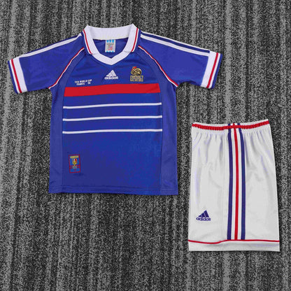 1998 Retro France Home Football Shirt 1:1 Kids Size