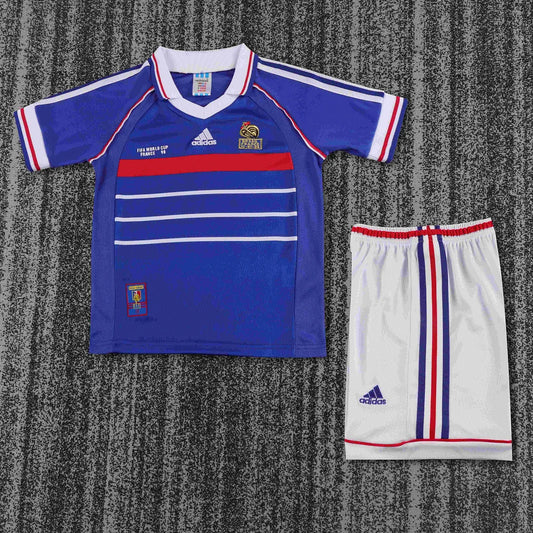 1998 Retro France Home Football Shirt 1:1 Kids Size
