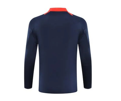 2024/2025 Manchester United Half-Pull Training Suit Royal blue red collar Football Shirt 1:1 Set