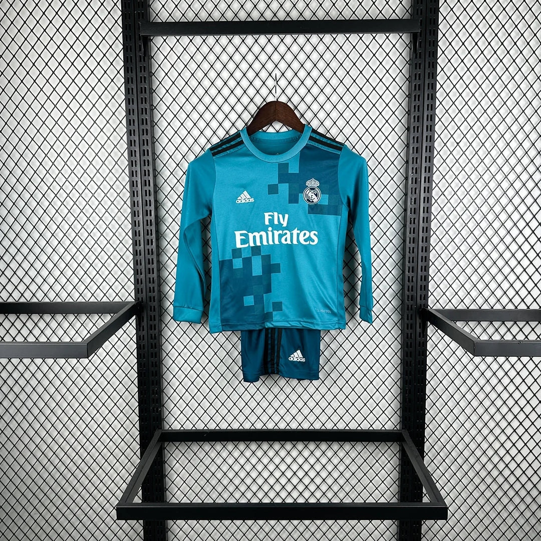 2017/2018 Retro Long Sleeve Real Madrid Third Away Football Shirt 1:1 Kids Size