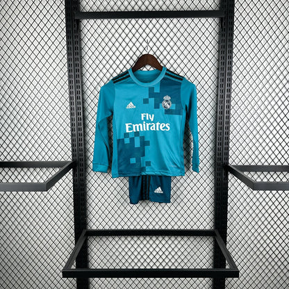 2017/2018 Retro Long Sleeve Real Madrid Third Away Football Shirt 1:1 Kids Size