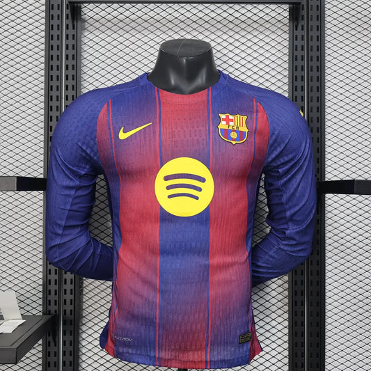 2025/2026 Long Sleeve Player Version Barcelona Home Football Jersey 1:1