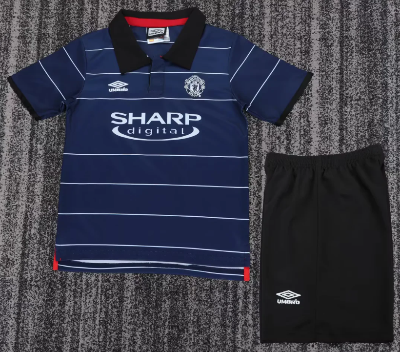 1999/2000 Retro Manchester United Away Football Jersey 1:1 Kids Size