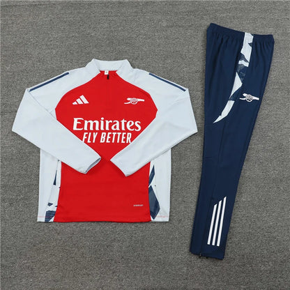 2024/2025 Arsenal Half-Pull Training Suit White with red Football Shirt 1:1 Set
