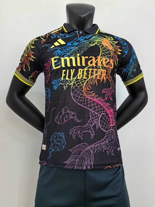 2025/2026 Player Version Real Madrid Colorful Dragon Black Special Edition Football Jersey 1:1