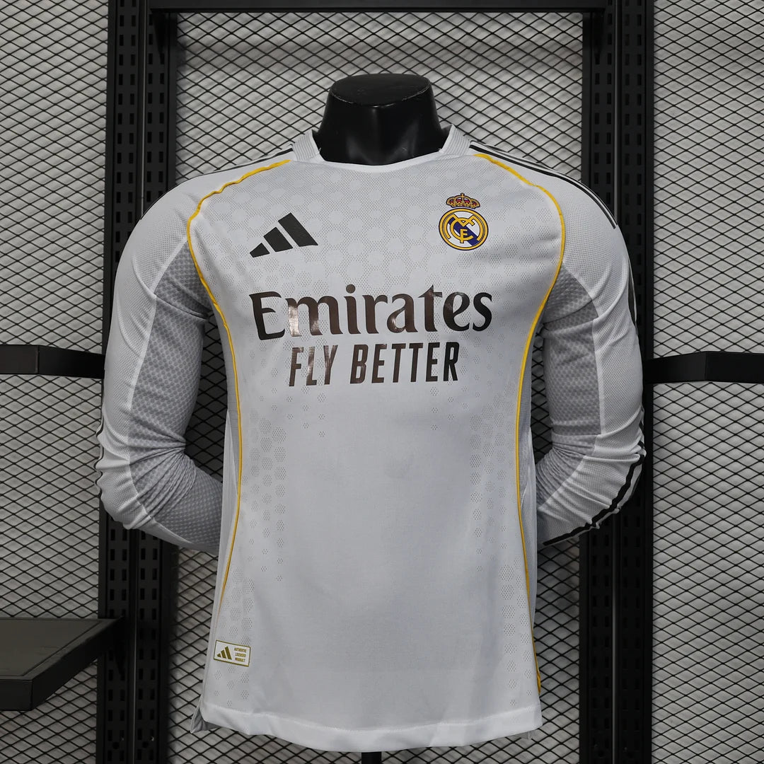 2025/2026 Player Version Real Madrid Home Long Sleeve Jersey 1:1